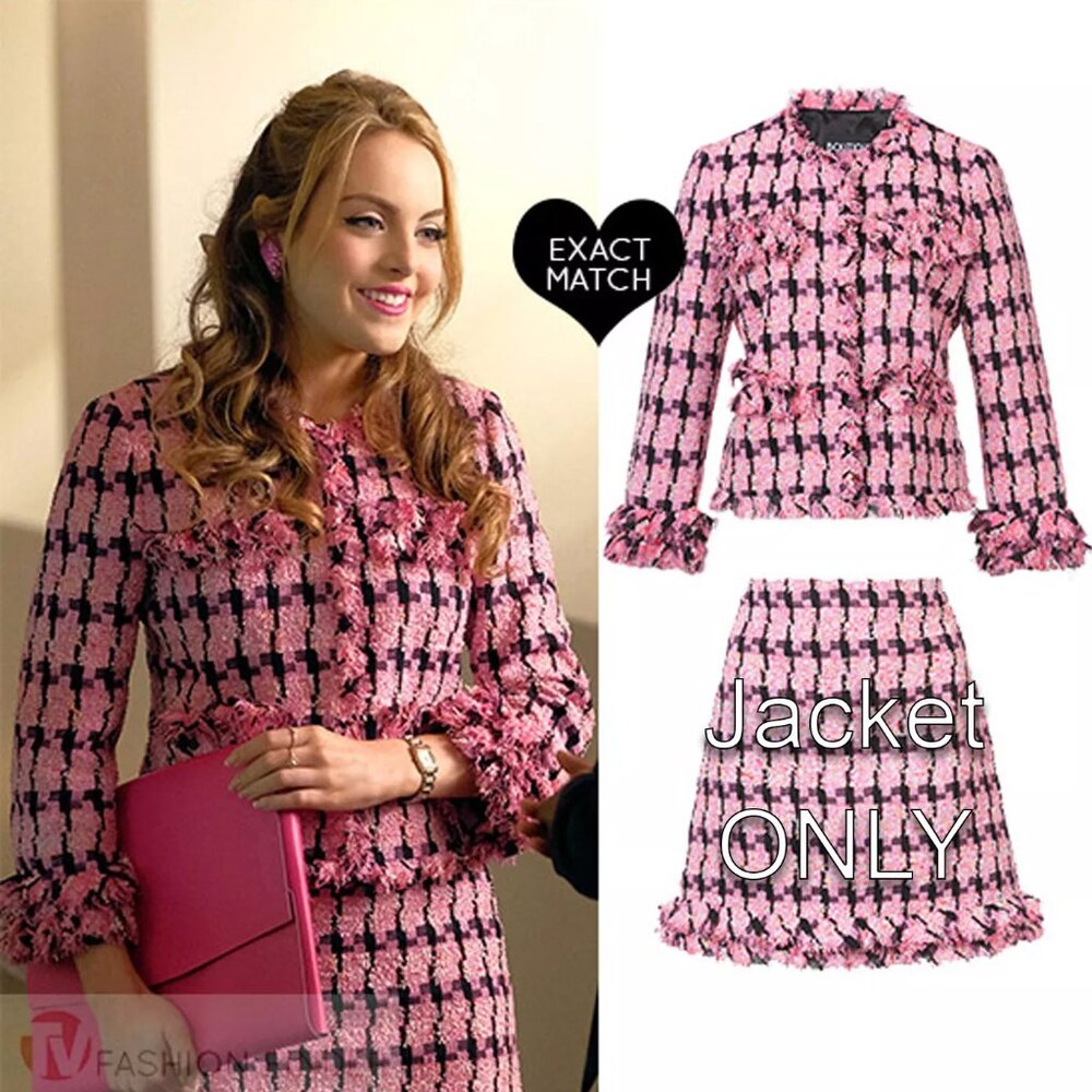 Moschino HOUNDTOOTH TWEED JACKET PINK 4 Dynasty Private Circus Fallon Carrington